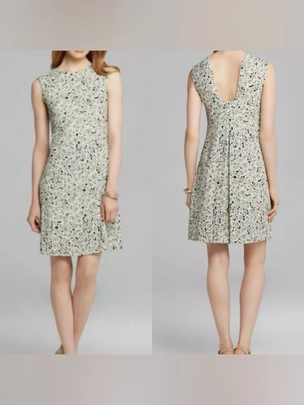 Tory Burch Valerie‎ Floral Crepe Jersey Dress Green White Open Back S